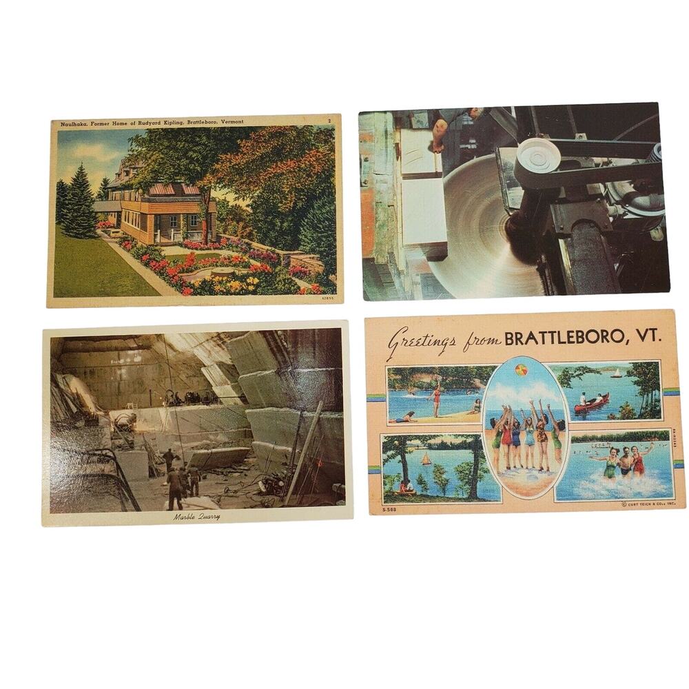 4 Vermont Postcards Vintage Ephemera